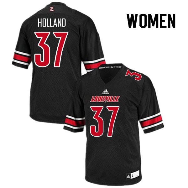 Women #37 Austin Holland Louisville Cardinals College Football Jerseys Sale-Black - Click Image to Close